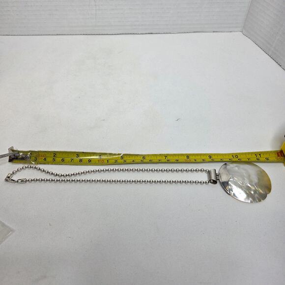 Sterling Silver Signed AZ Mother of Pearl Necklace 925 Italy - Picture 7 of 10